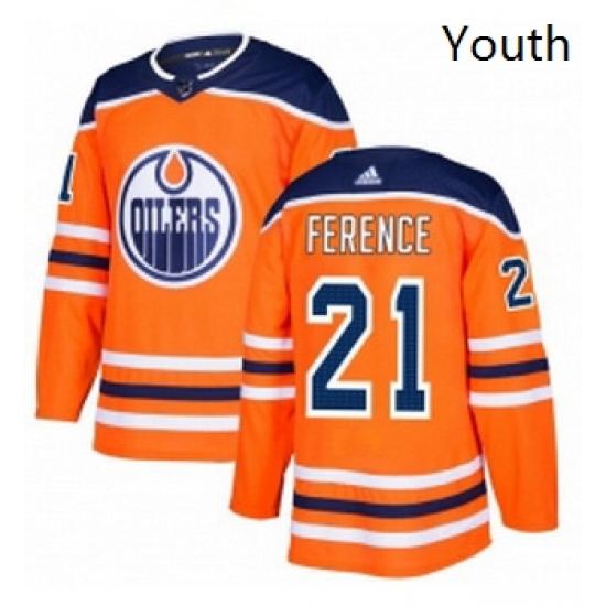 Youth Adidas Edmonton Oilers 21 Andrew Ference Authentic Orange Home NHL Jersey